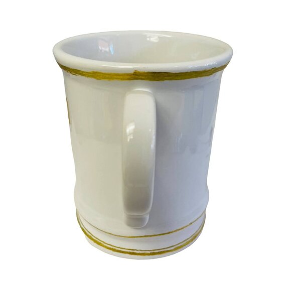 Williams-Sonoma 2012 Monogrammed "T" Mug White Ceramic With Gold Trim - Picture 4 of 6